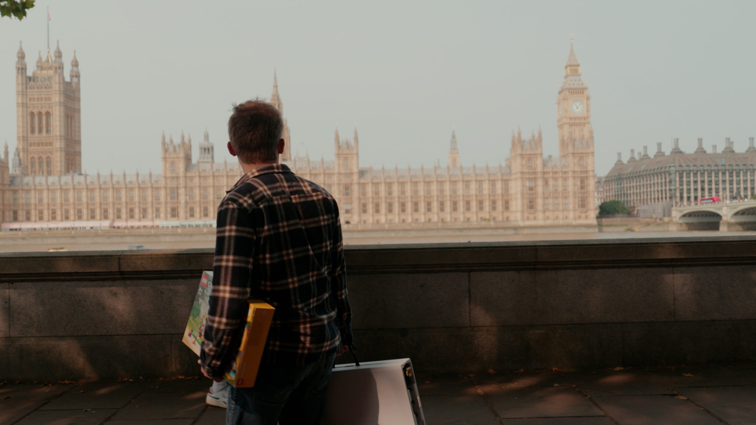 Tom Nicholas looks out into the distance at Big Ben in the UK